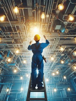 crear una imagen de un apersona de mantenimiento trabajando de